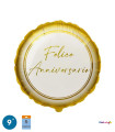 Mylar Happy Anniversary Gold Round MiniShape 9" cf. 5pcs