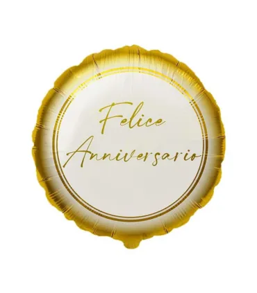 Mylar Happy Anniversary Gold Round MiniShape 9" cf. 5pcs