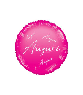 Mylar Greetings in Cursive Fuchsia Glossy Round 18" 1pc