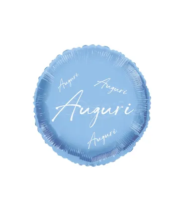 Mylar Greetings in Italic Blue Macaron Glossy Round 18" 1pc