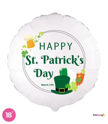 Mylar Happy St. Patrick's Day White Round 18" 1pc