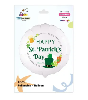 Mylar Happy St. Patrick's Day White Round 18" 1pc