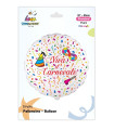 Mylar Viva il Carnevale White Round 18" 1pc