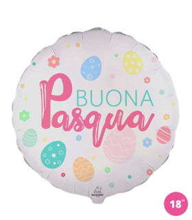 Mylar Happy Easter White Round 18" 1pc
