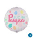 Mylar Happy Easter White Round MiniShape 9" cf. 5pcs
