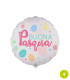 Mylar Happy Easter White Round MiniShape 4" cf. 5pcs