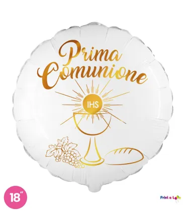 Mylar First Communion Gold Shaded Round 18" 1pc