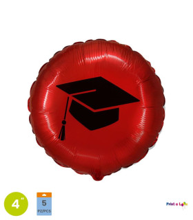 Mylar Tocco Graduation Round MiniShape 4" cf. 5pcs