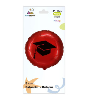 Mylar Tocco Graduation Round MiniShape 4" cf. 5pcs