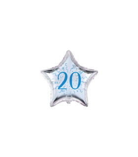 Mylar Number 20 Blue Star MiniShape 4" cf. 5pcs