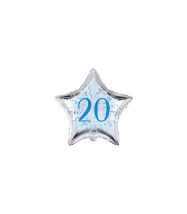 Mylar Number 20 Blue Star MiniShape 4" cf. 5pcs