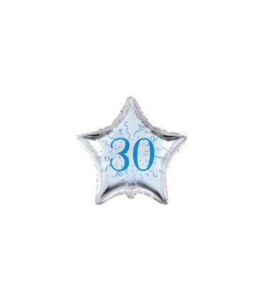Mylar Number 30 Blue Star MiniShape 4" cf. 5pcs