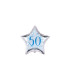Mylar Number 50 Blue Star MiniShape 4" cf. 5pcs