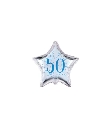 Mylar Number 50 Blue Star MiniShape 4" cf. 5pcs