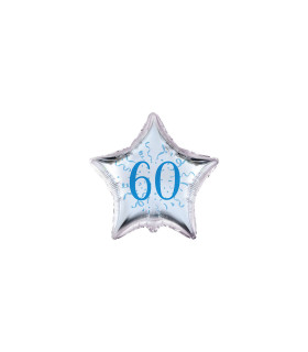 Mylar Number 60 Blue Star MiniShape 4" cf. 5pcs