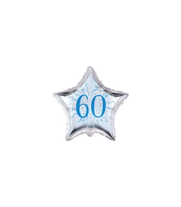 Mylar Number 60 Blue Star MiniShape 4" cf. 5pcs