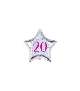 Mylar Number 20 Fuchsia Star MiniShape 4" cf. 5pcs