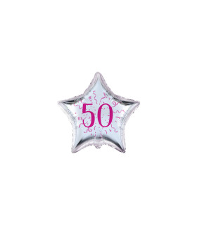 Mylar Number 50 Stars Fuchsia Star MiniShape 4" cf. 5pcs