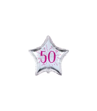 Mylar Number 50 Stars Fuchsia Star MiniShape 4" cf. 5pcs