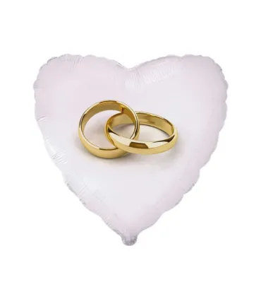 Mylar White Heart Wedding Rings MiniShape 9" cf. 5pcs