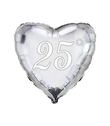 Mylar 25° Silver Heart MiniShape 9" cf. 5pcs