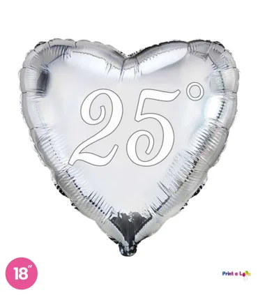 Mylar 25° Silver Heart 18" 1pc