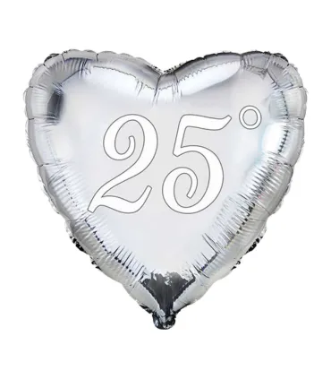 Mylar 25° Silver Heart 18" 1pc