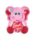 Mylar I Love You Elephant Pink SuperShape h22"