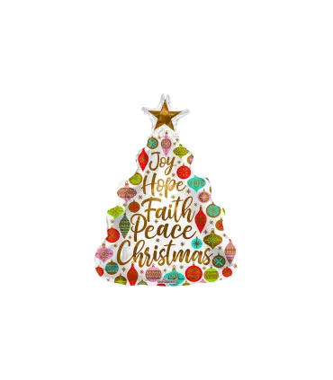 Mylar Christmas Tree White MiniShape h14" pack 5pcs