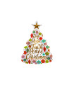 Mylar Christmas Tree White MiniShape h14" pack 5pcs