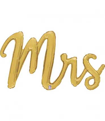 Mylar MRS Gold Cursive Writing h44" 1pc