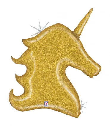 Mylar Unicorn Glitter Gold SuperShape h38" 1pc