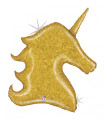 Mylar Unicorn Glitter Gold SuperShape h38" 1pc