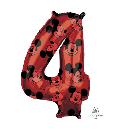 Mylar Mickey Mouse Forever Number 4 Red 34" 1pc