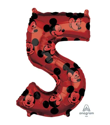 Mylar Mickey Mouse Forever Number 5 Red 34" 1pc