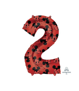 Mylar Mickey Mouse Forever Number 2 Red 26" 1pc