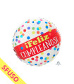 Mylar Feliz Cumpleaños Polka Dots Round 18" Loose