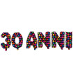 Mylar Kit Festone 30 Years with Polka Dots with valve h14" 1pc