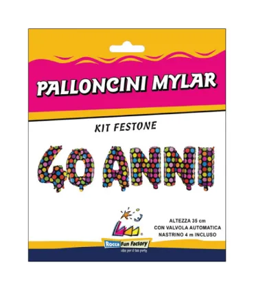 Mylar Kit Festone 40 Years with Polka Dots with valve h14" 1pc