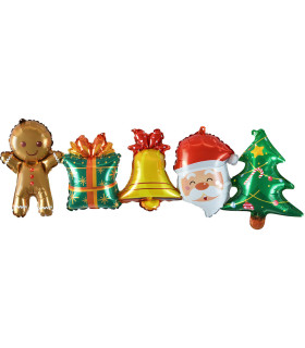 Mylar Christmas Banner with Straw Ribbons w39" 1pc