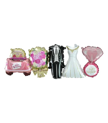 Mylar Wedding Banner with Straw Ribbons w37" 1pc
