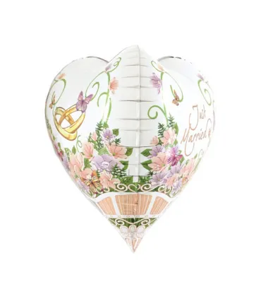 Mylar Decoration Flowers and Wedding Rings 3D Heart 23" 1pc