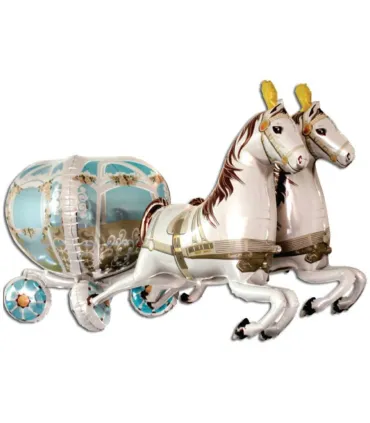Mylar Double Carriage and Horses 3D w40" 1pc