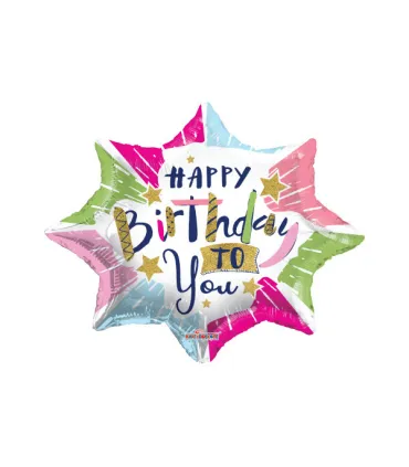 Mylar Happy Birthday To You Explosion Star 20" 1pc