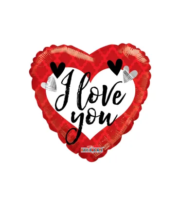Mylar I Love You Red and White Heart 18" 1pc