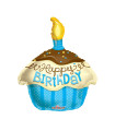 Mylar Happy Birthday Cupcake Blue h18" 1pc