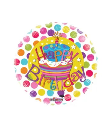 Mylar Happy Birthday Cake Gellibean Round 18" 1pc