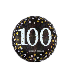 Mylar Happy Birthday 100 Years Sparkling Round 18" 1pc