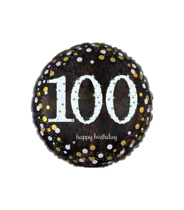 Mylar Happy Birthday 100 Years Sparkling Round 18" 1pc
