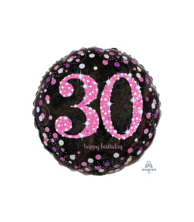 Mylar Happy Birthday 30 Pink Celebration Round 18" 1pc